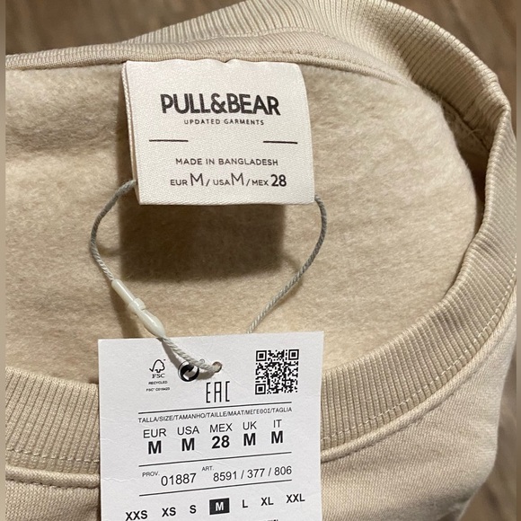 Pull & Bear-Basic Crew Neck Oversized Sweatshirt-Women's Size: Med-Stone-NEW!! - Picture 5 of 16